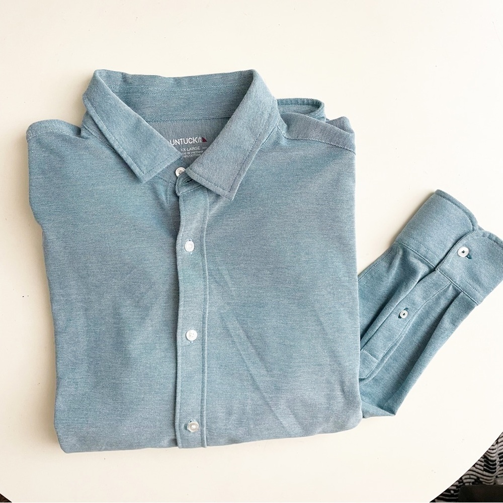 UNTUCKit Pique Polo Button Down Shirt Deep Teal Men’s Size XXL Regular Fit